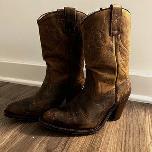Kenneth Cole Brown Leather Women's High Heel Cowgirl Boots Size 5